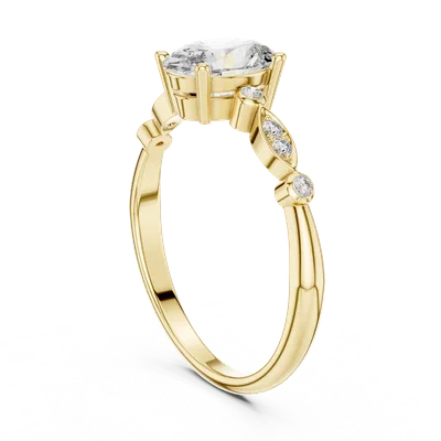 18K Gold Oval Diamond Cluster Ring – 0.072 ct (00001L-11-)