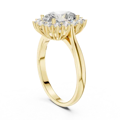 18K Gold Oval Diamond Pavé Ring – 0.56 ct (00001L-13-)