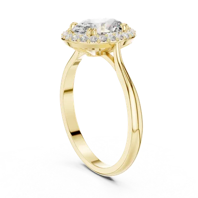 18K Gold Oval Diamond Pavé Ring – 0.176 ct (00001L-20-)