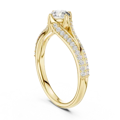 18K Gold Round Diamond Pavé Ring – 0.832 ct (00001L-3-)