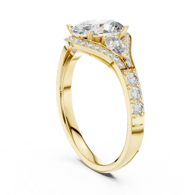 18K Gold Oval Diamond Pavé Ring – 0.316 ct (00001L-49-)