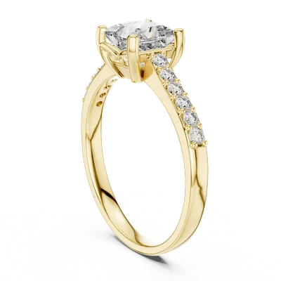 18K Gold Princess Diamond Pavé Ring – 0.24 ct (00001L-6-)