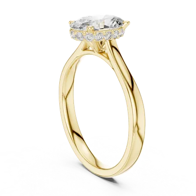 18K Gold Oval Diamond Pavé Ring – 0.128 ct (00001L-8-)