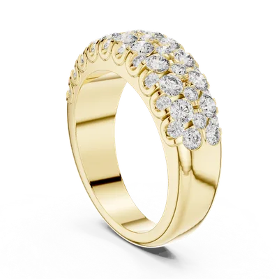 18K Gold Round Diamond Pavé Ring – 1.918 ct (01)