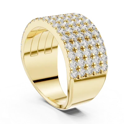 18K Gold Round Diamond Pavé Ring – 2.125 ct (03)