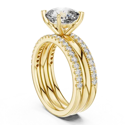 18K Gold Cushion Diamond Pavé Ring – 3.504 ct (1053)