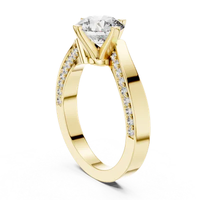 18K Gold Round Diamond Pavé Ring – 1.932 ct (1184)