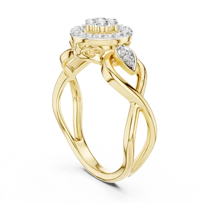 18K Gold Round Diamond Pavé Ring – 0.331 ct (12-10002-L)