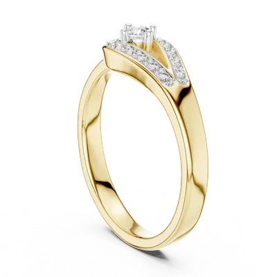 18K Gold Round Diamond Pavé Ring – 0.2 ct (12-10004-L)