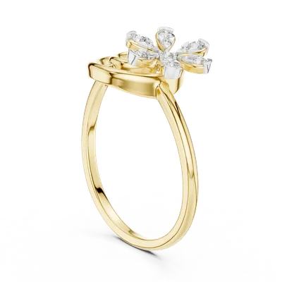 18K Gold Round Diamond Pavé Ring – 0.148 ct (12-10043-L)