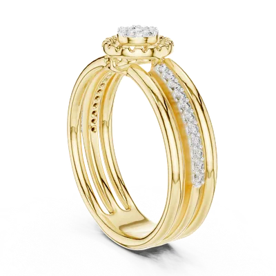 18K Gold Round Diamond Pavé Ring – 0.19 ct (12-10060-L)