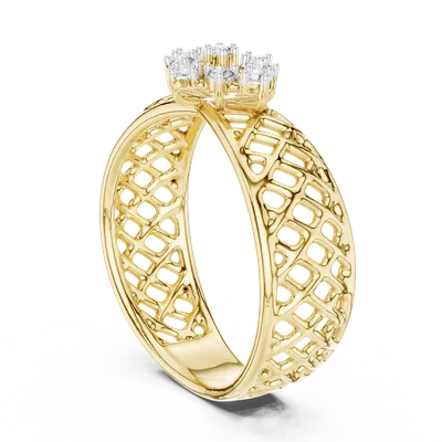 18K Gold Round Diamond Cluster Ring – 0.108 ct (12-10062-L)