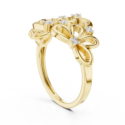 18K Gold Round Diamond Cluster Ring – 0.088 ct (12-10070-L)