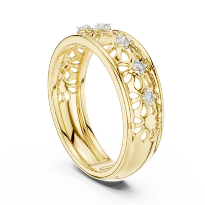 18K Gold Round Diamond Cluster Ring – 0.082 ct (12-10071-L)