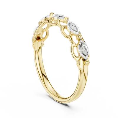 18K Gold Round Diamond Cluster Ring – 0.06 ct (12-10072-L)