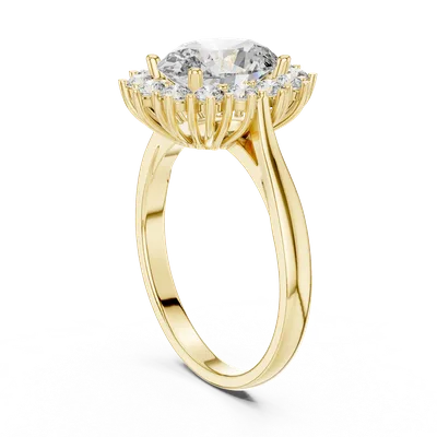 18K Gold Oval Diamond Pavé Ring – 2.56 ct (1216)
