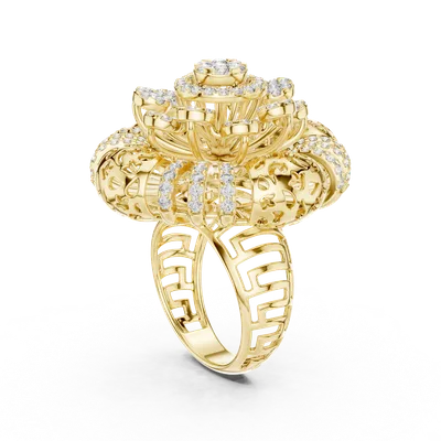18K Gold Round Diamond Pavé Ring – 1.976 ct (1280)