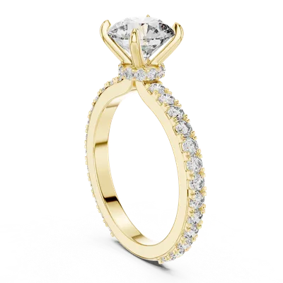 18K Gold Round Diamond Pavé Ring – 1.623 ct (1293)