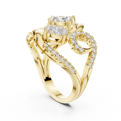 18K Gold Round Diamond Pavé Ring – 1.298 ct (19-120002L)