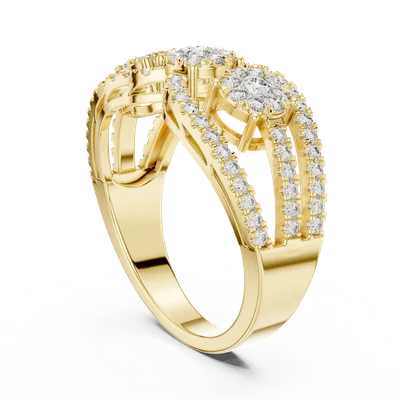 18K Gold Round Diamond Pavé Ring – 0.75 ct (19-120004L)