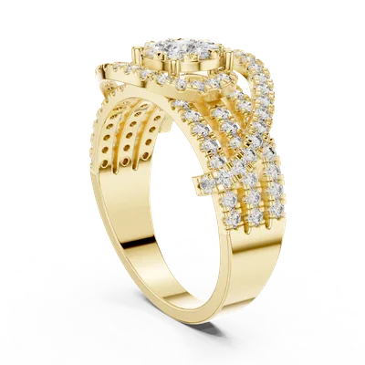 18K Gold Round Diamond Pavé Ring – 0.952 ct (19-120005L)