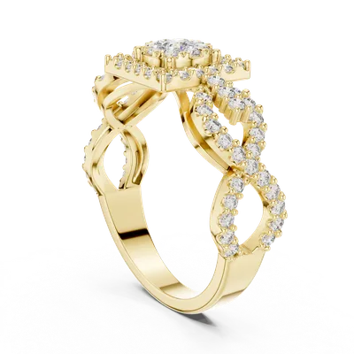 18K Gold Round Diamond Pavé Ring – 0.728 ct (19-120007L)