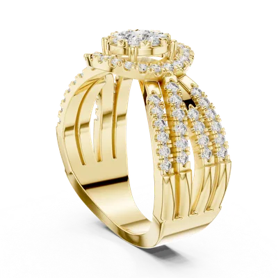 18K Gold Round Diamond Pavé Ring – 0.816 ct (19-120008L)