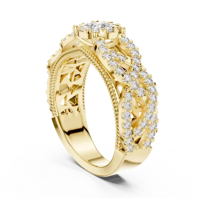 18K Gold Round Diamond Pavé Ring – 0.824 ct (19-120009L)