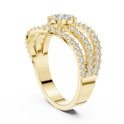 18K Gold Round Diamond Pavé Ring – 0.766 ct (19-120012L)