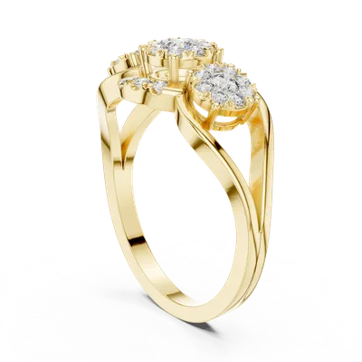 18K Gold Round Diamond Pavé Ring – 0.522 ct (19-120015L)