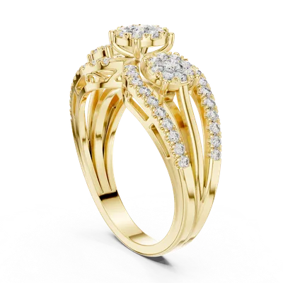 18K Gold Round Diamond Pavé Ring – 0.746 ct (19-120016L)