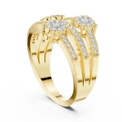 18K Gold Round Diamond Pavé Ring – 0.63 ct (19-120020L)