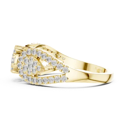 18K Gold Round Diamond Pavé Ring – 0.844 ct (19-120032L)
