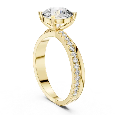 18K Gold Round Diamond Pavé Ring – 2.412 ct (425)