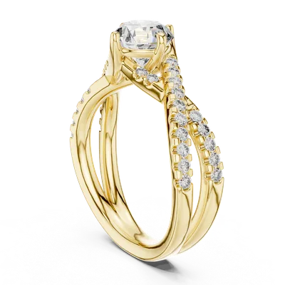 18K Gold Round Diamond Pavé Ring – 1.384 ct (638)