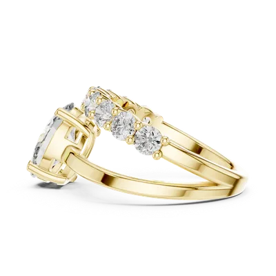 18K Gold Oval Diamond Pavé Ring – 0.99 ct (9-10015L-27)