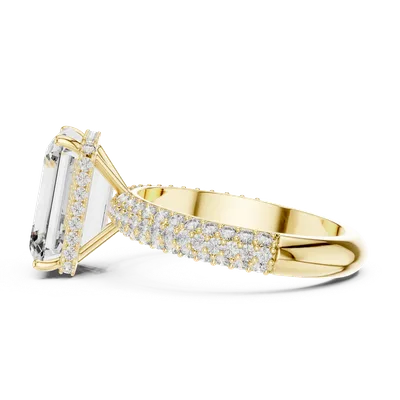 18K Gold Emerald Diamond Pavé Ring – 6.004 ct (9-10022L-30)