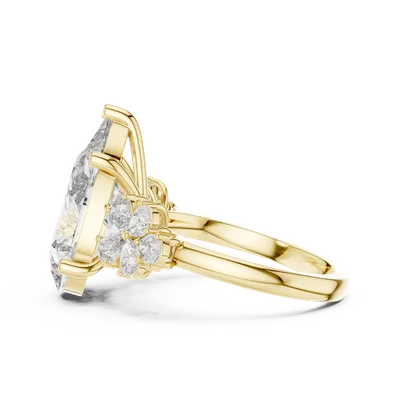 18K Gold Pear Diamond Pavé Ring – 6.8 ct (9-10024L-37)