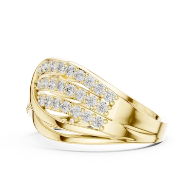 18K Gold Round Diamond Pavé Ring – 0.784 ct (9-10044L)