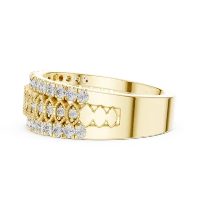 18K Gold Round Diamond Pavé Ring – 0.498 ct (9-10066L)