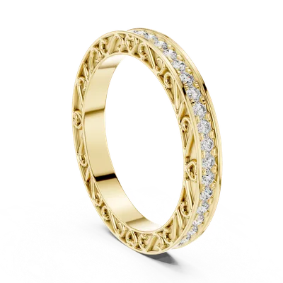 18K Gold Round Diamond Pavé Ring – 0.504 ct (996)
