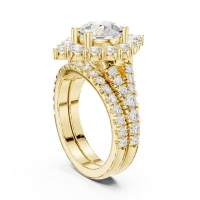 18K Gold Round Diamond Pavé Ring – 3.591 ct (DDLR-297)