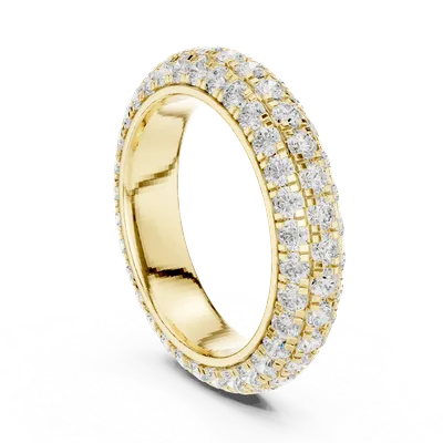 18K Gold Round Diamond Pavé Ring – 3.04 ct (DDLR-310)