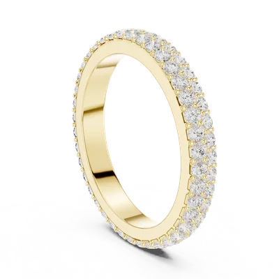 18K Gold Round Diamond Pavé Ring – 1.2 ct (DDLR-376)