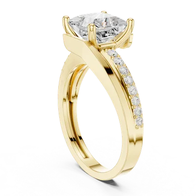 18K Gold Princess Diamond Pavé Ring – 0.23 ct (DDLR-395)