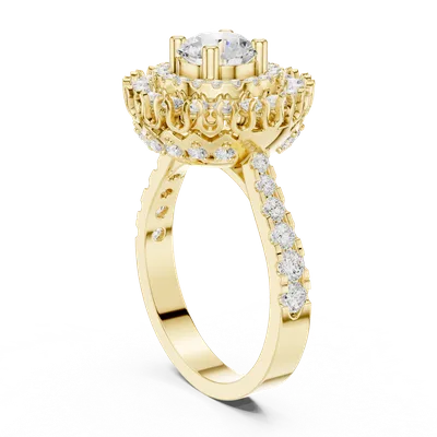 18K Gold Round Diamond Pavé Ring – 1.948 ct (DDLR-400)