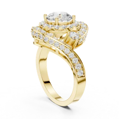 18K Gold Round Diamond Pavé Ring – 2.85 ct (DDLR-402)