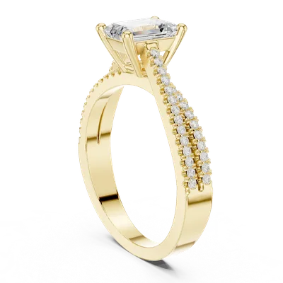 18K Gold Emerald Diamond Pavé Ring – 0.26 ct (DDLR-403)