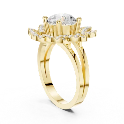 18K Gold Round Diamond Pavé Ring – 2.44 ct (DDLR-404)