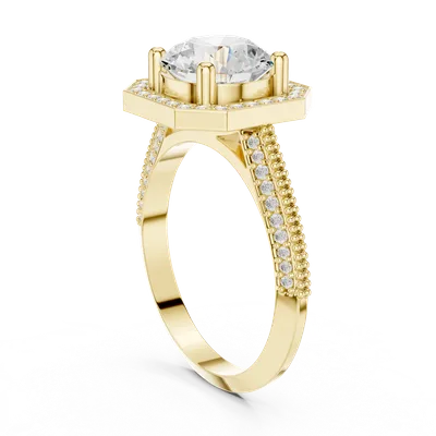18K Gold Round Diamond Pavé Ring – 2.448 ct (DDLR-407)